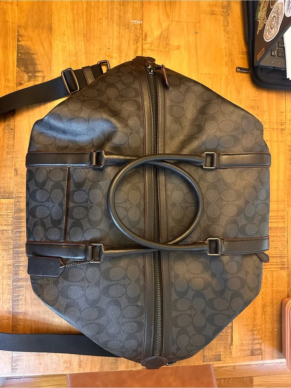 Coach Black Signature Canvas Men's Weekender Duffle